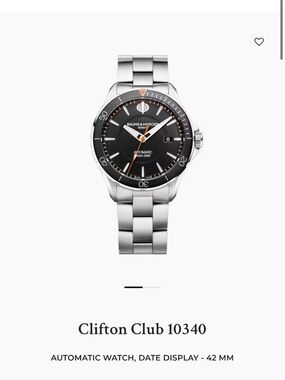 Baume & Mercier Clifton Club 10340 Stainless Steel Black Dial Watch brand new